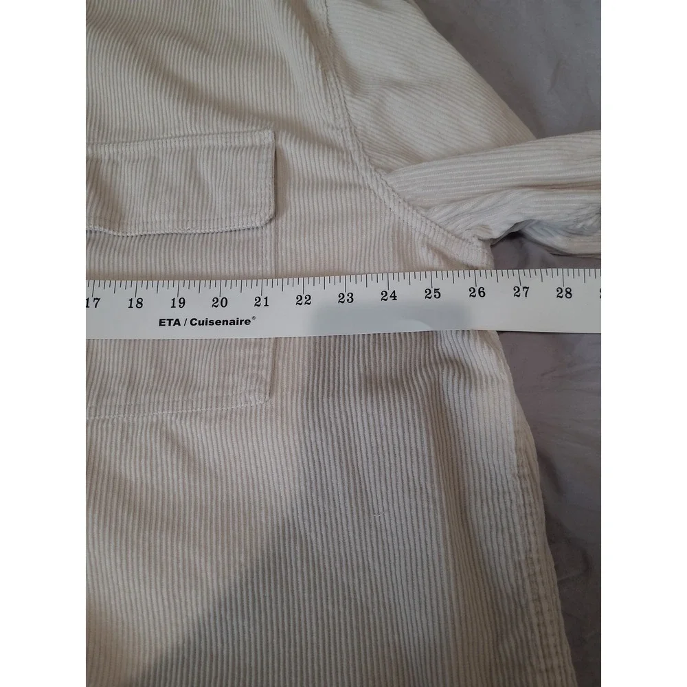 H&M Men SZ XXL Corduroy zip‎ front Shirt Jacket Ivory flap pockets preppy casual